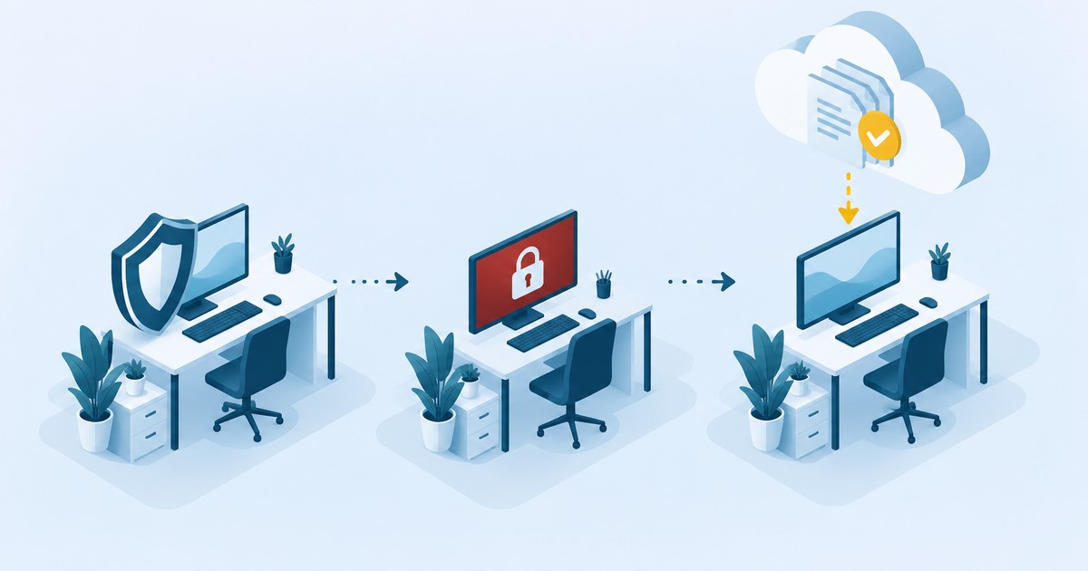 Ransomware en una pyme: el equipo protegido, el ataque con la pantalla bloqueada y la recuperación desde la copia